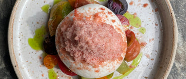 Heirloom Tomatoes With Burrata, Tomato Granita & Herb Oil