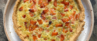 Smoked Trout & Mascarpone Quiche with Beetroot-cured Trout ‘Bacon’