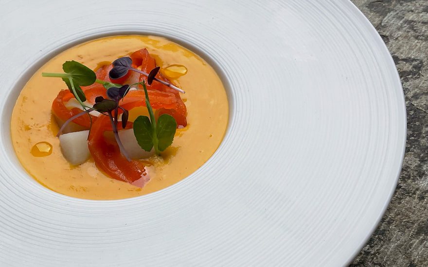 Sweetcorn Bisque With Potato & Smoked Trout Recipe