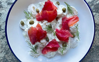 Potato Salad With Beetroot Cure Trout