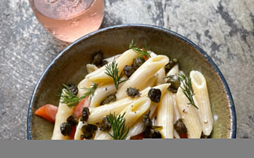 Penne With Mascarpone, Crispy Capers & Smoked Trout