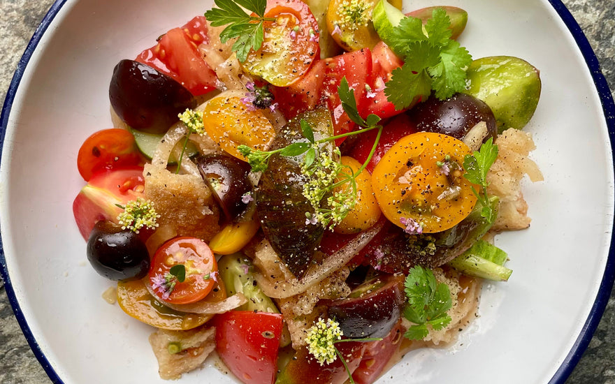 Burnt Honey & Tomato Panzanella Salad