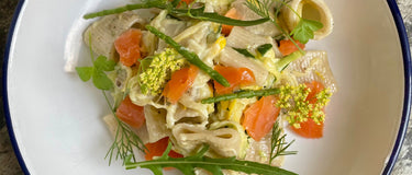 Garlic Mascarpone Pasta With Smoked Trout And Courgette
