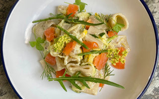 Garlic Mascarpone Pasta With Smoked Trout And Courgette