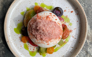 Heirloom Tomatoes With Burrata, Tomato Granita & Herb Oil