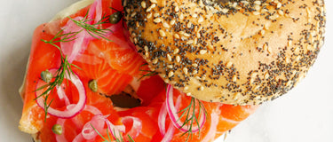 Bagels with Cold Smoked Trout with Ricotta & Cream Cheese & Pickled Onions  Recipe